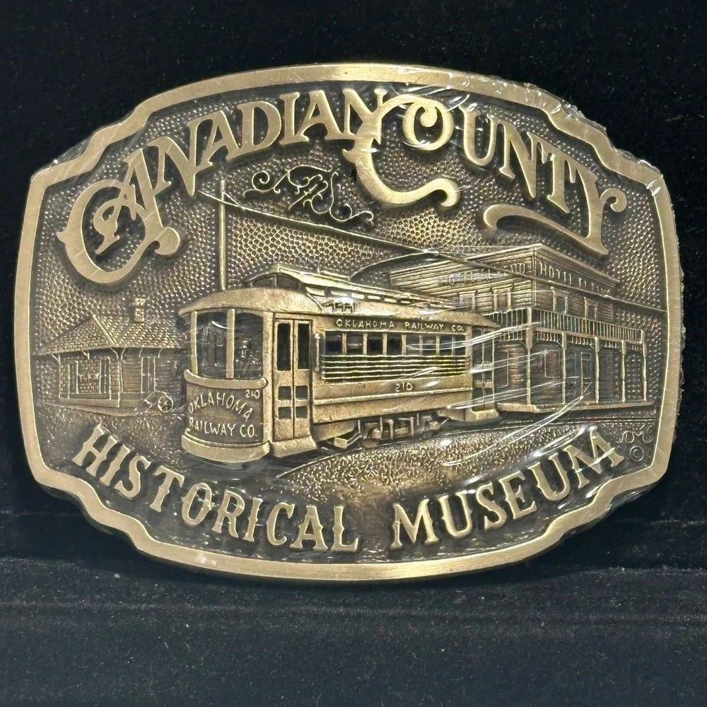 Vintage 1984 Canadian County Museum Brass Trolley Limited Edition Belt Buckle